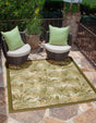 Green 6' x 6' Outdoor Botanical Square Area Rug Weather Resistant for Patio, Deck, Terrace, Balcony, Porch Polypropylene Garden Floral Tropical Carpet for Sale at Rug Engine