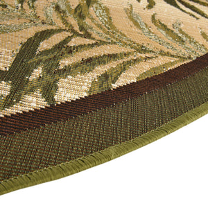 Green 7' 10 x 7' 10 Outdoor Botanical Round Area Rug Weather Resistant for Patio, Deck, Terrace, Balcony, Porch Polypropylene Garden Floral Tropical Carpet for Sale at Rug Engine