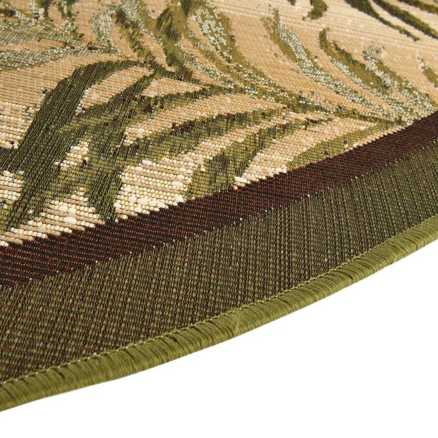 Green 7' 10 x 7' 10 Outdoor Botanical Round Area Rug Weather Resistant for Patio, Deck, Terrace, Balcony, Porch Polypropylene Garden Floral Tropical Carpet for Sale at Rug Engine