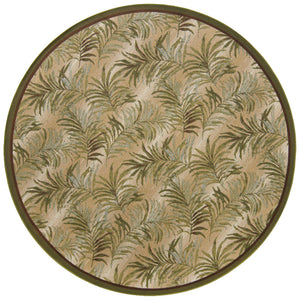 Green 7' 10 x 7' 10 Outdoor Botanical Round Area Rug Weather Resistant for Patio, Deck, Terrace, Balcony, Porch Polypropylene Garden Floral Tropical Carpet for Sale at Rug Engine