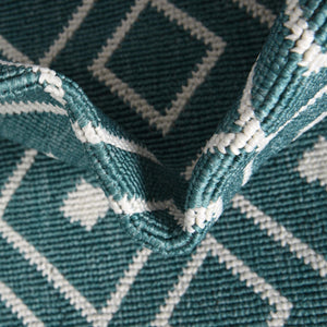 Teal 7' 10 x 7' 10 Outdoor Trellis Square Area Rug Weather Resistant for Patio, Deck, Terrace, Balcony, Porch Geometric Design Water Safe Outside Carpet for Sale at Rug Engine