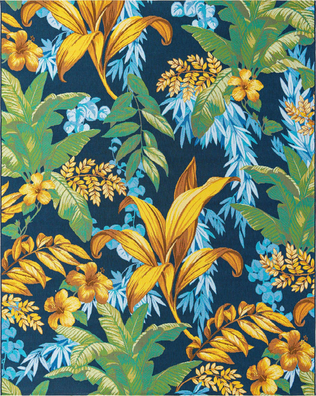 Multicolor 7' 10 x 10' Outdoor Botanical Rectangle Area Rug Weather Resistant for Patio, Deck, Terrace, Balcony, Porch Polypropylene Garden Floral Tropical Carpet for Sale at Rug Engine