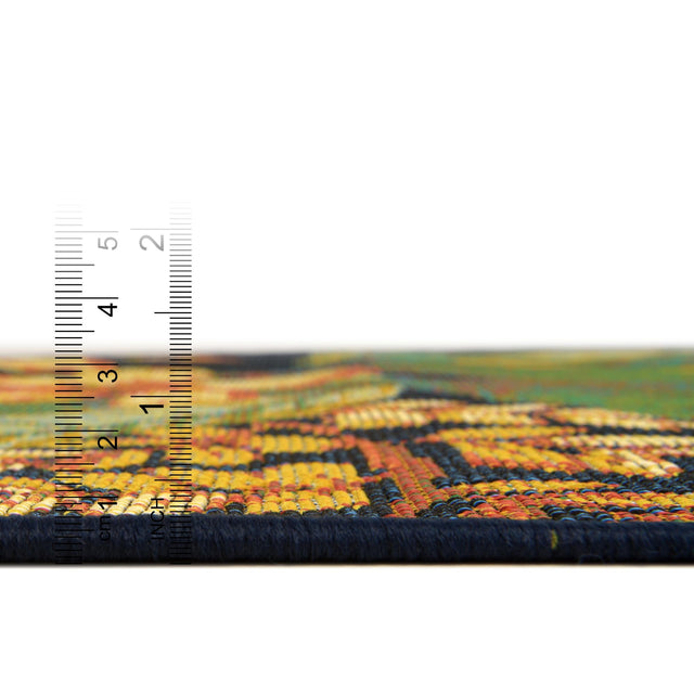 Multicolor 7' 1 x 10' Outdoor Botanical Rectangle Area Rug Weather Resistant for Patio, Deck, Terrace, Balcony, Porch