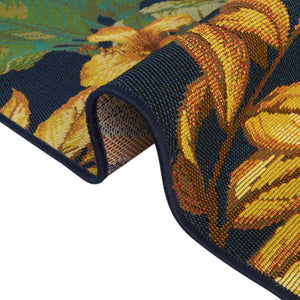 Multicolor 7' 1 x 10' Outdoor Botanical Rectangle Area Rug Weather Resistant for Patio, Deck, Terrace, Balcony, Porch