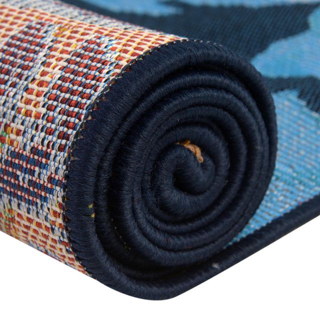 Multicolor 7' 1 x 10' Outdoor Botanical Rectangle Area Rug Weather Resistant for Patio, Deck, Terrace, Balcony, Porch