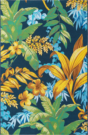 Multicolor 5' 3 x 8' Outdoor Botanical Rectangle Area Rug Weather Resistant for Patio, Deck, Terrace, Balcony, Porch Polypropylene Garden Floral Tropical Carpet for Sale at Rug Engine