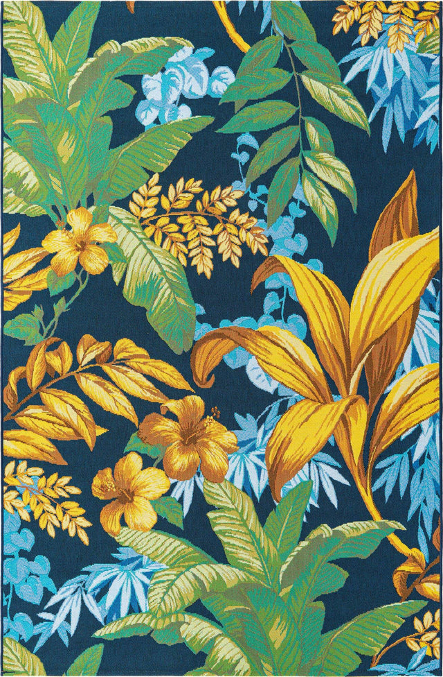Multicolor 5' 3 x 8' Outdoor Botanical Rectangle Area Rug Weather Resistant for Patio, Deck, Terrace, Balcony, Porch Polypropylene Garden Floral Tropical Carpet for Sale at Rug Engine