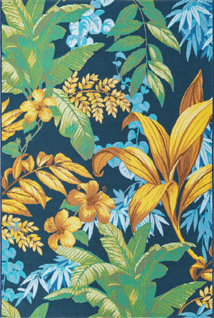Multicolor 4' x 6' Outdoor Botanical Rectangle Area Rug Weather Resistant for Patio, Deck, Terrace, Balcony, Porch Polypropylene Garden Floral Tropical Carpet for Sale at Rug Engine