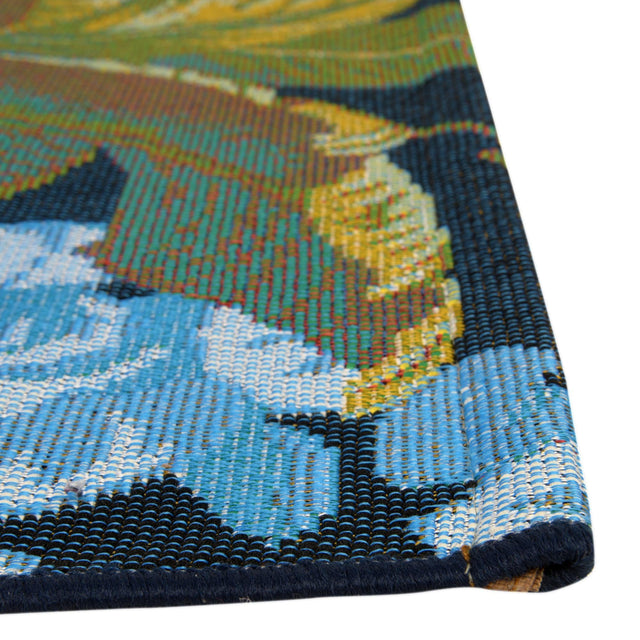 Multicolor 2' 7 x 7' 1 Outdoor Botanical Runner Area Rug Weather Resistant for Patio, Deck, Terrace, Balcony, Porch