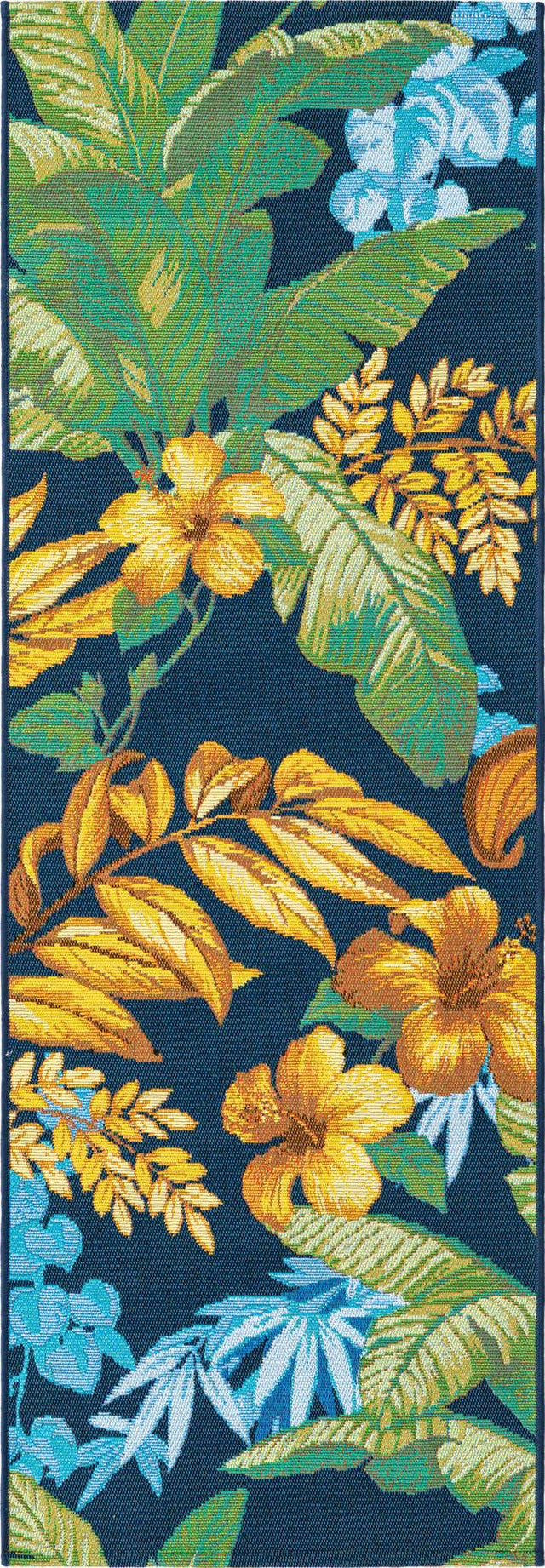 Multicolor 2' x 6' Outdoor Botanical Runner Area Rug Weather Resistant for Patio, Deck, Terrace, Balcony, Porch Polypropylene Garden Floral Tropical Carpet for Sale at Rug Engine