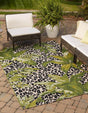 Green 5' 3 x 8' Outdoor Botanical Rectangle Area Rug Weather Resistant for Patio, Deck, Terrace, Balcony, Porch Polypropylene Garden Floral Tropical Carpet for Sale at Rug Engine