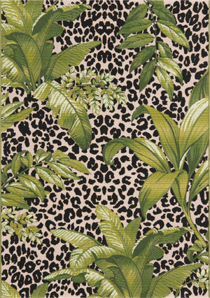 Green 4' x 6' Outdoor Botanical Rectangle Area Rug Weather Resistant for Patio, Deck, Terrace, Balcony, Porch Polypropylene Garden Floral Tropical Carpet for Sale at Rug Engine
