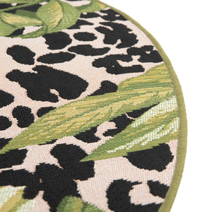 Green 10' x 10' Outdoor Botanical Round Area Rug Weather Resistant for Patio, Deck, Terrace, Balcony, Porch