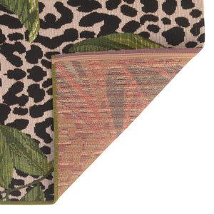 Green 2' 7 x 10' Outdoor Botanical Runner Area Rug Weather Resistant for Patio, Deck, Terrace, Balcony, Porch