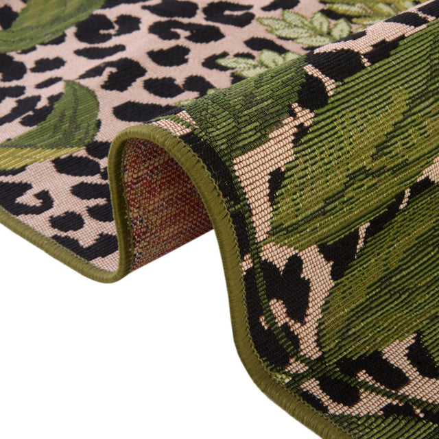 Green 2' 7 x 10' Outdoor Botanical Runner Area Rug Weather Resistant for Patio, Deck, Terrace, Balcony, Porch