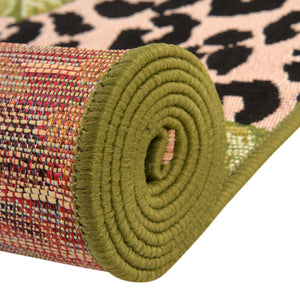Green 2' 7 x 10' Outdoor Botanical Runner Area Rug Weather Resistant for Patio, Deck, Terrace, Balcony, Porch