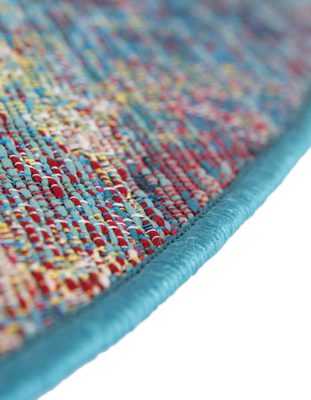 Multicolor 7' 10 x 7' 10 Outdoor Coastal Round Area Rug Weather Resistant for Patio, Deck, Terrace, Balcony, Porch 100% Polypropylene Coastal Decor Carpet for Sale at Rug Engine