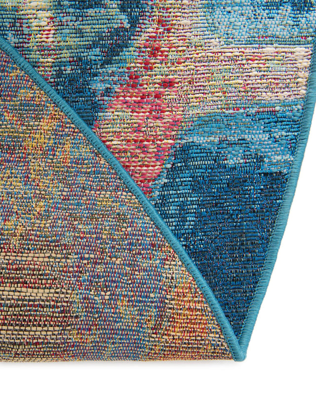 Multicolor 7' 10 x 7' 10 Outdoor Coastal Round Area Rug Weather Resistant for Patio, Deck, Terrace, Balcony, Porch 100% Polypropylene Coastal Decor Carpet for Sale at Rug Engine