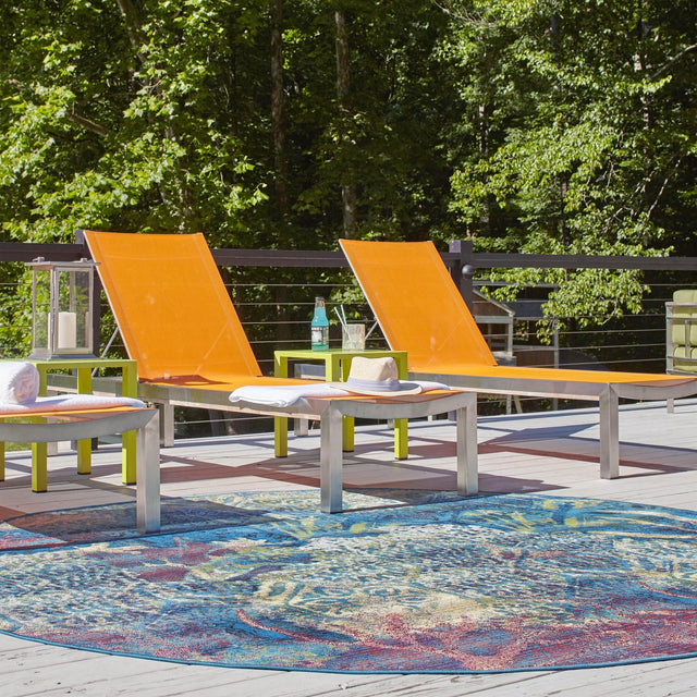 Multicolor 12' x 12' Outdoor Coastal Round Rug