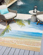 Multicolor 4' x 6' Outdoor Coastal Rectangle Area Rug Weather Resistant for Patio, Deck, Terrace, Balcony, Porch 100% Polypropylene Coastal Decor Carpet for Sale at Rug Engine
