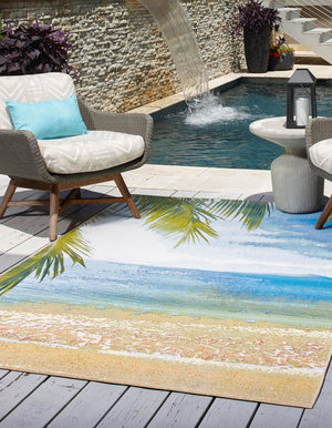 Multicolor 2' x 3' Outdoor Coastal Rectangle Area Rug Weather Resistant for Patio, Deck, Terrace, Balcony, Porch 100% Polypropylene Coastal Decor Carpet for Sale at Rug Engine