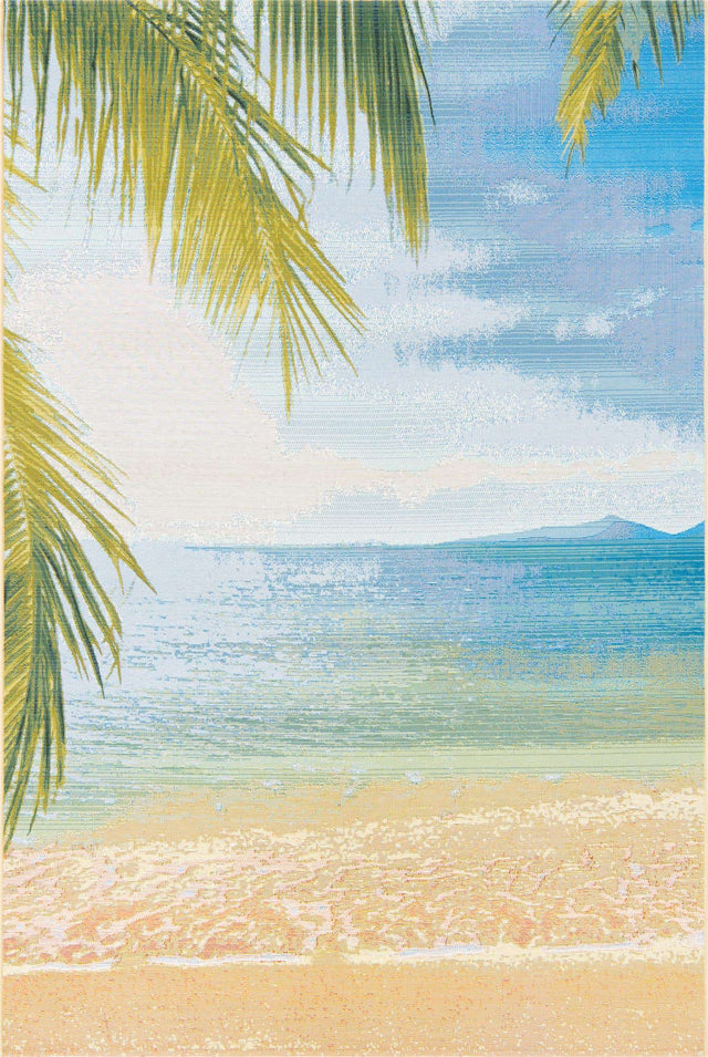 Multicolor 5' 3 x 8' Outdoor Coastal Rectangle Area Rug Weather Resistant for Patio, Deck, Terrace, Balcony, Porch 100% Polypropylene Coastal Decor Carpet for Sale at Rug Engine