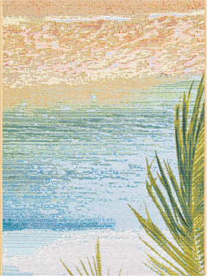 Multicolor 2' x 3' Outdoor Coastal Rectangle Area Rug Weather Resistant for Patio, Deck, Terrace, Balcony, Porch 100% Polypropylene Coastal Decor Carpet for Sale at Rug Engine