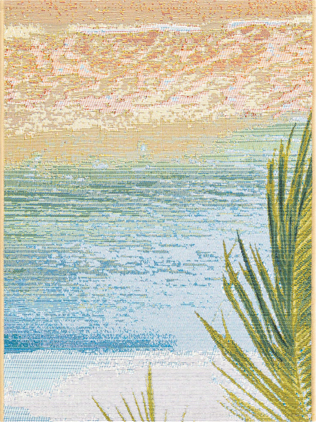 Multicolor 2' x 3' Outdoor Coastal Rectangle Area Rug Weather Resistant for Patio, Deck, Terrace, Balcony, Porch 100% Polypropylene Coastal Decor Carpet for Sale at Rug Engine