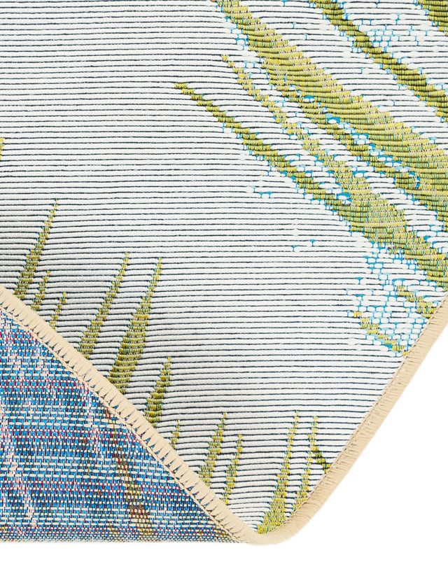 Multicolor 7' 10 x 7' 10 Outdoor Coastal Round Area Rug Weather Resistant for Patio, Deck, Terrace, Balcony, Porch 100% Polypropylene Coastal Decor Carpet for Sale at Rug Engine