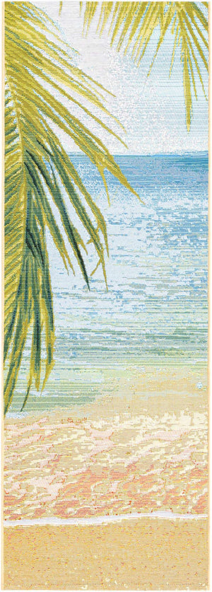 Multicolor 2' x 6' Outdoor Coastal Runner Area Rug Weather Resistant for Patio, Deck, Terrace, Balcony, Porch 100% Polypropylene Coastal Decor Carpet for Sale at Rug Engine