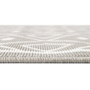 Gray 7' 10 x 7' 10 Outdoor Trellis Square Area Rug Weather Resistant for Patio, Deck, Terrace, Balcony, Porch Geometric Design Water Safe Outside Carpet for Sale at Rug Engine