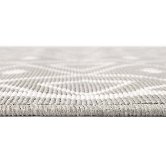 Gray 7' 10 x 7' 10 Outdoor Trellis Square Area Rug Weather Resistant for Patio, Deck, Terrace, Balcony, Porch Geometric Design Water Safe Outside Carpet for Sale at Rug Engine