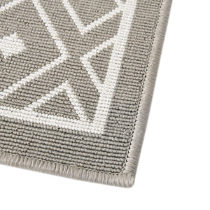 Gray 7' 10 x 7' 10 Outdoor Trellis Square Area Rug Weather Resistant for Patio, Deck, Terrace, Balcony, Porch Geometric Design Water Safe Outside Carpet for Sale at Rug Engine