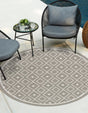 Gray 4' x 4' Outdoor Trellis Round Area Rug Weather Resistant for Patio, Deck, Terrace, Balcony, Porch Geometric Design Water Safe Outside Carpet for Sale at Rug Engine