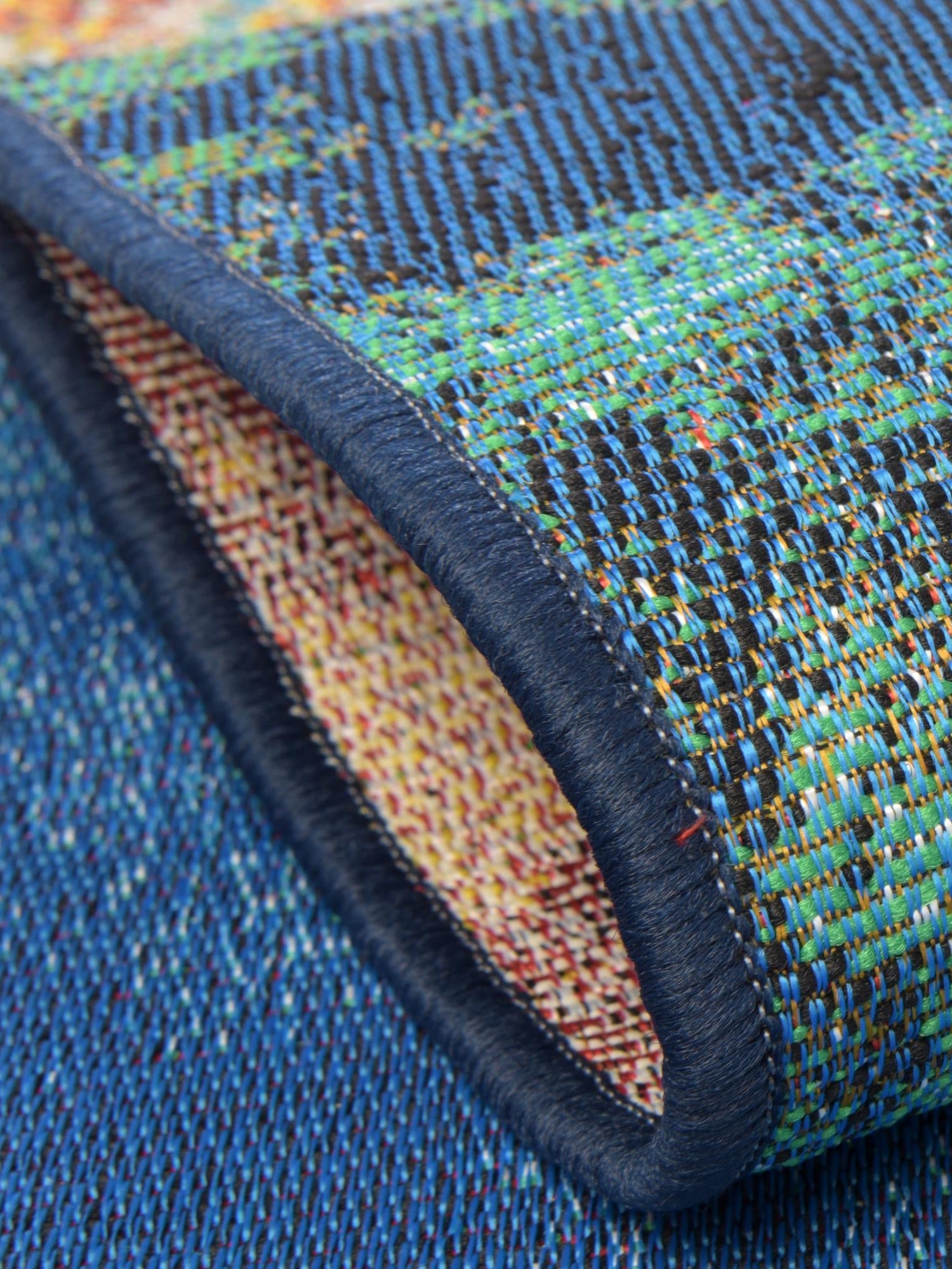 Multicolor 7' 10 x 10' Outdoor Coastal Rectangle Area Rug Weather Resistant for Patio, Deck, Terrace, Balcony, Porch