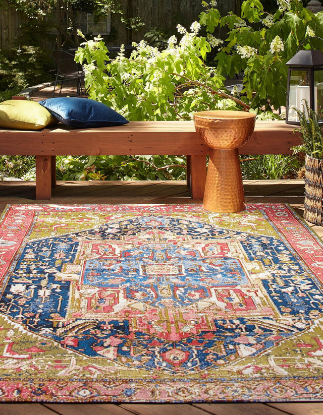 Multicolor 7' 1 x 10' Outdoor Traditional Rectangle Rug