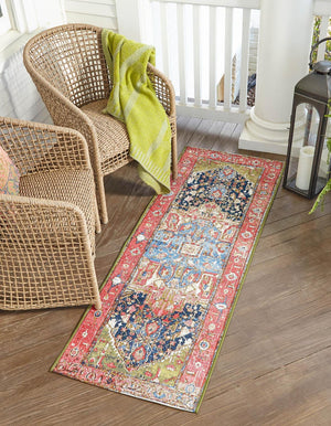 Multicolor 2' 7 x 5' 3 Outdoor Traditional Runner Area Rug Weather Resistant for Patio, Deck, Terrace, Balcony, Porch Classical Design Outside Carpet for Sale at Rug Engine