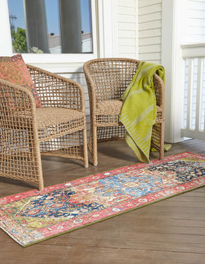 Multicolor 2' 7 x 5' 3 Outdoor Traditional Runner Area Rug Weather Resistant for Patio, Deck, Terrace, Balcony, Porch Classical Design Outside Carpet for Sale at Rug Engine