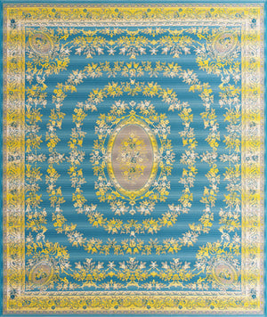 Blue 10' x 12' Outdoor Traditional Rectangle Area Rug Weather Resistant for Patio, Deck, Terrace, Balcony, Porch Classical Design Outside Carpet for Sale at Rug Engine