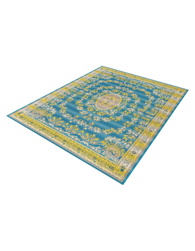 Blue 10' x 12' Outdoor Traditional Rectangle Area Rug Weather Resistant for Patio, Deck, Terrace, Balcony, Porch Classical Design Outside Carpet for Sale at Rug Engine