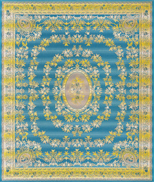 Blue 10' x 12' Outdoor Traditional Rectangle Area Rug Weather Resistant for Patio, Deck, Terrace, Balcony, Porch Classical Design Outside Carpet for Sale at Rug Engine