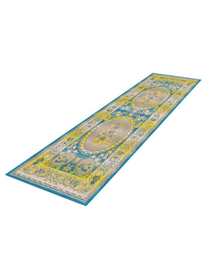 Blue 2' x 6' Outdoor Traditional Runner Area Rug Weather Resistant for Patio, Deck, Terrace, Balcony, Porch Classical Design Outside Carpet for Sale at Rug Engine