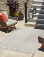 Ivory 4' x 6' Outdoor Trellis Rectangle Area Rug Weather Resistant for Patio, Deck, Terrace, Balcony, Porch Geometric Design Water Safe Outside Carpet for Sale at Rug Engine