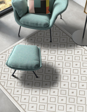 Ivory 4' x 6' Outdoor Trellis Rectangle Area Rug Weather Resistant for Patio, Deck, Terrace, Balcony, Porch Geometric Design Water Safe Outside Carpet for Sale at Rug Engine
