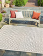 Ivory 7' 10 x 7' 10 Outdoor Trellis Square Area Rug Weather Resistant for Patio, Deck, Terrace, Balcony, Porch Geometric Design Water Safe Outside Carpet for Sale at Rug Engine