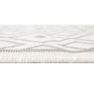 Ivory 7' 10 x 7' 10 Outdoor Trellis Square Area Rug Weather Resistant for Patio, Deck, Terrace, Balcony, Porch Geometric Design Water Safe Outside Carpet for Sale at Rug Engine