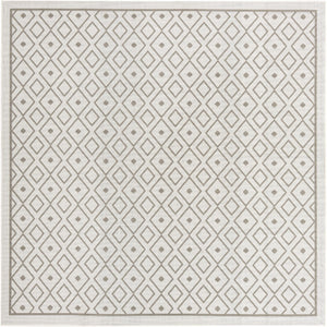 Ivory 7' 10 x 7' 10 Outdoor Trellis Square Area Rug Weather Resistant for Patio, Deck, Terrace, Balcony, Porch Geometric Design Water Safe Outside Carpet for Sale at Rug Engine