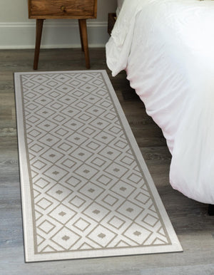 Ivory 2' x 6' Outdoor Trellis Runner Area Rug Weather Resistant for Patio, Deck, Terrace, Balcony, Porch Geometric Design Water Safe Outside Carpet for Sale at Rug Engine
