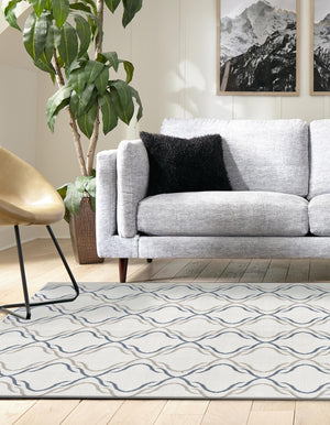 Ivory 9' x 12' Outdoor Trellis Rectangle Area Rug Weather Resistant for Patio, Deck, Terrace, Balcony, Porch Geometric Design Water Safe Outside Carpet for Sale at Rug Engine