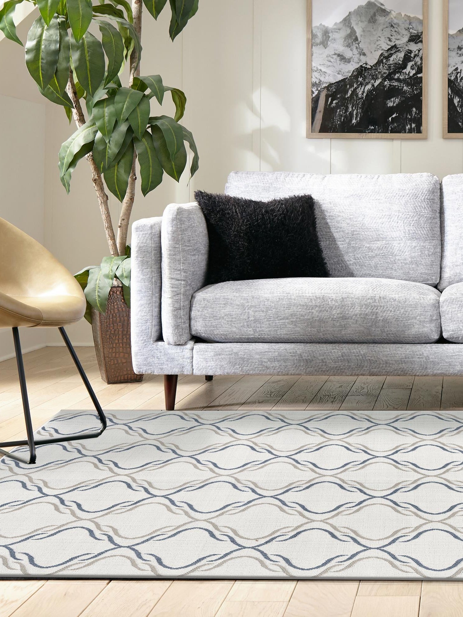 Ivory 4' x 6' Outdoor Trellis Rectangle Area Rug Weather Resistant for Patio, Deck, Terrace, Balcony, Porch Geometric Design Water Safe Outside Carpet for Sale at Rug Engine